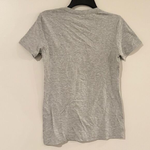 Adidas Women's Badge of Sport Logo Cotton T-Shirt Medium Grey Heather/Red, Top - Picture 9 of 10